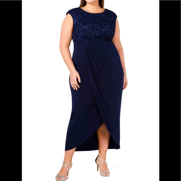 Women’s Formal Dress Plus Sizes 14W 18W 22W Navy Blue Connected Apparel Evening - Picture 1 of 5